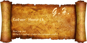 Geher Henrik névjegykártya